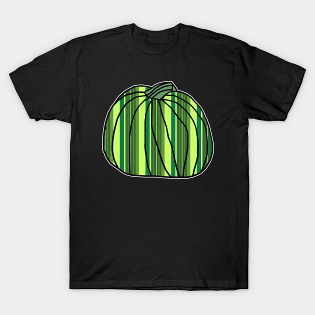 Halloween Horror Pumpkin Green Stripes T-Shirt by ellenhenryart